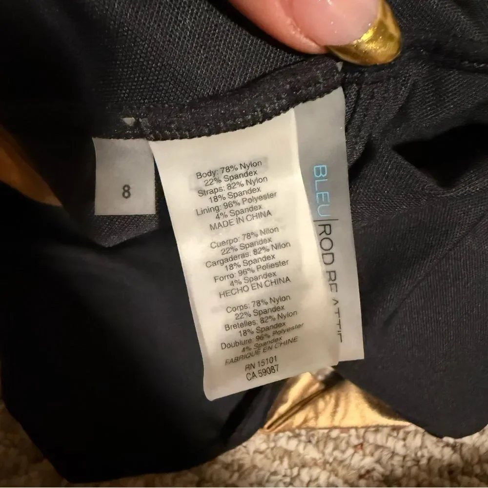 Bleu Rod Beattie Twisted-Front One-Piece Swimsuit Black Gold- Size 8 - Picture 6 of 9